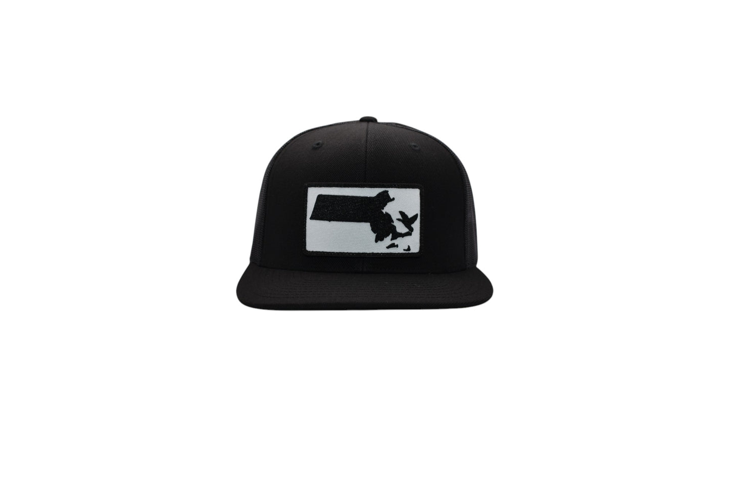 Flat bill trucker hat with patch