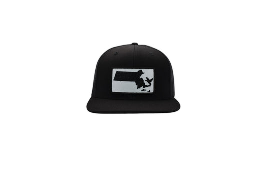 Flat bill trucker hat with patch